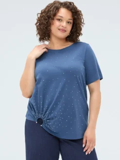 T-shirt con hotfix e dattaglio ad anello