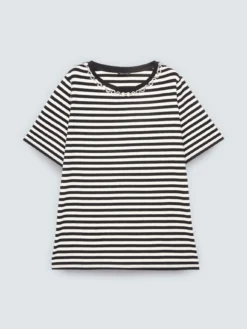 T-shirt in cotone a righe con applicazioni