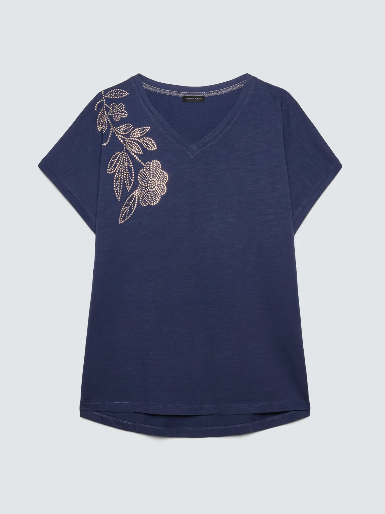 T-shirt in cotone con applicazione floreale