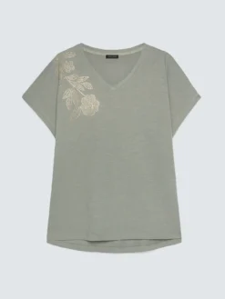 T-shirt in cotone con applicazione floreale