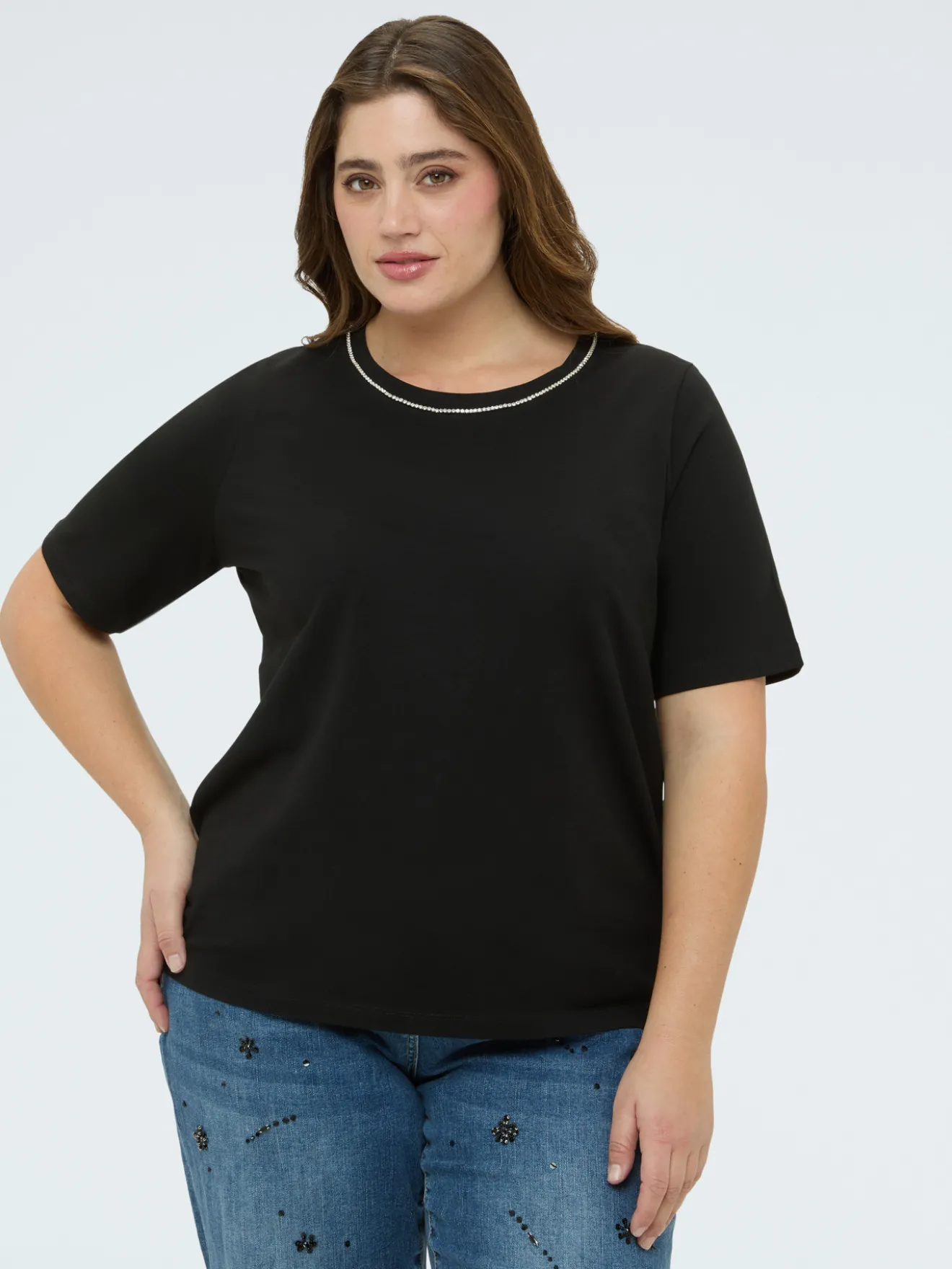 T-shirt in cotone con applicazioni luminose