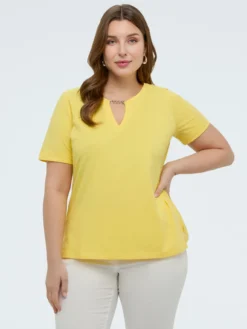 T-shirt in cotone con catenella gold