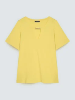 T-shirt in cotone con catenella gold
