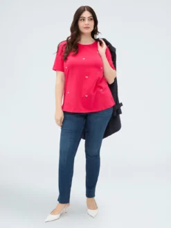 T-shirt in cotone con charm libellula