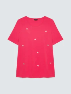 T-shirt in cotone con charm libellula