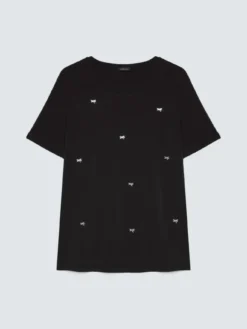 T-shirt in cotone con charm libellula