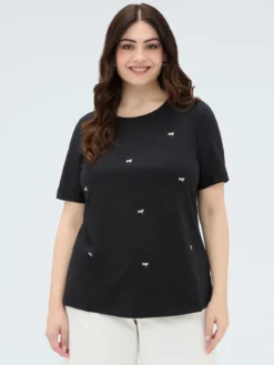 T-shirt in cotone con charm libellula