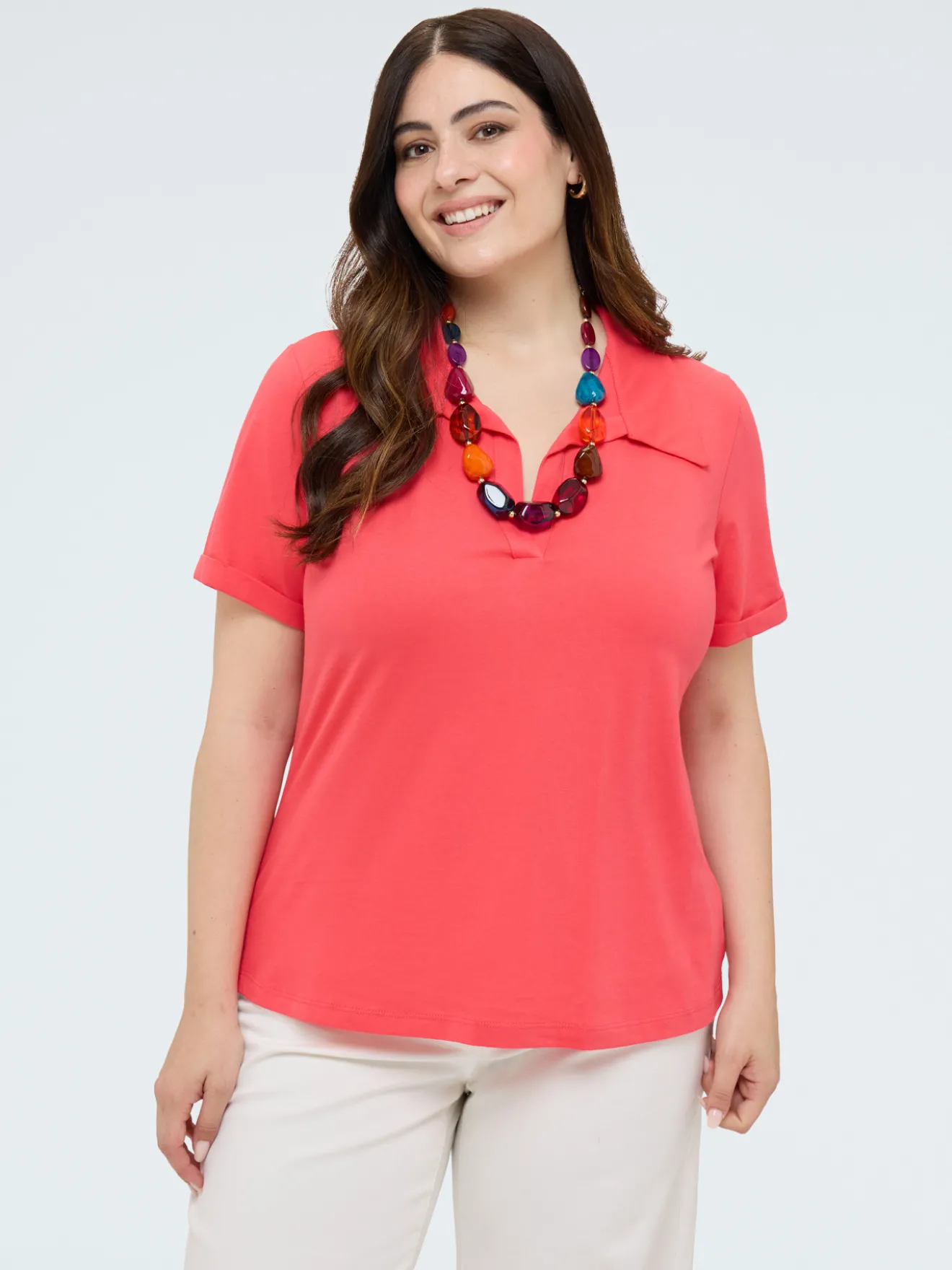 T-shirt in cotone con colletto polo