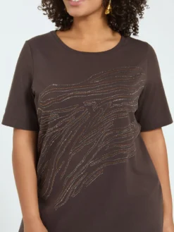 T-shirt in cotone con hotfix motivo zebrato