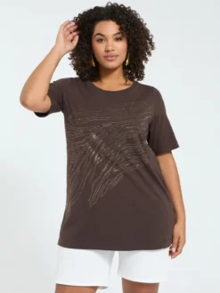 T-shirt in cotone con hotfix motivo zebrato