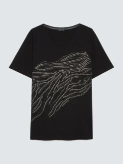 T-shirt in cotone con hotfix motivo zebrato