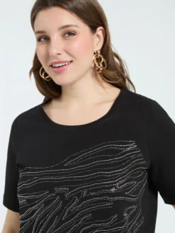T-shirt in cotone con hotfix motivo zebrato