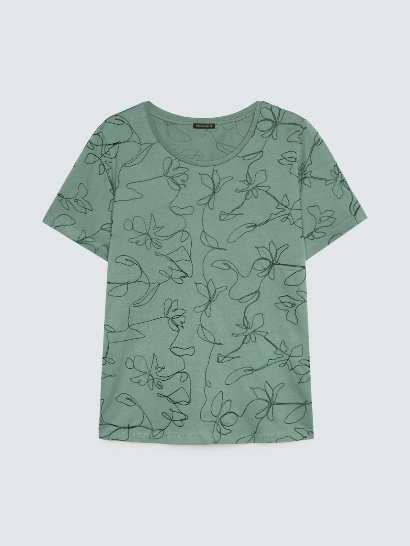 T-shirt in cotone con ricami floreali