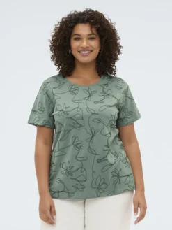 T-shirt in cotone con ricami floreali