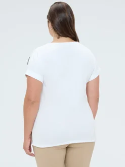 T-shirt in cotone con ricamo floreale