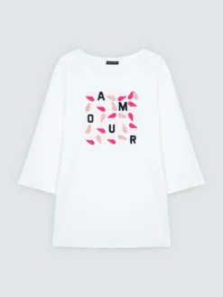 T-shirt in cotone con scritta AMOUR