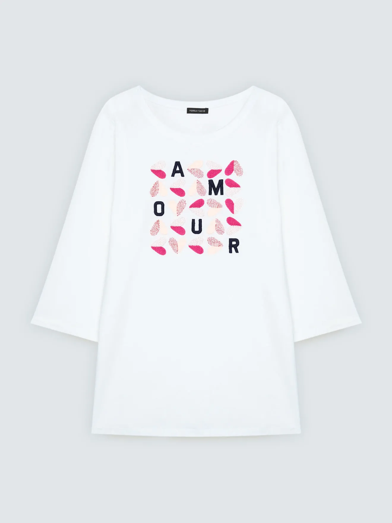 T-shirt in cotone con scritta AMOUR