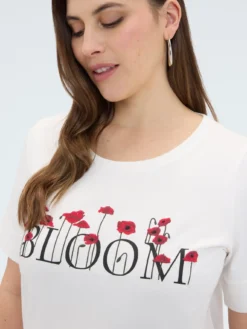 T-shirt in cotone con scritta BLOOM
