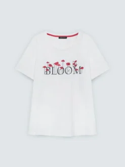 T-shirt in cotone con scritta BLOOM