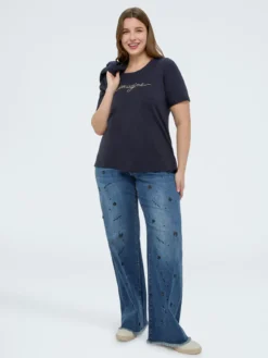 T-shirt in cotone con scritta crystal