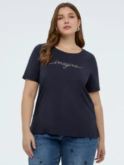 T-shirt in cotone con scritta crystal