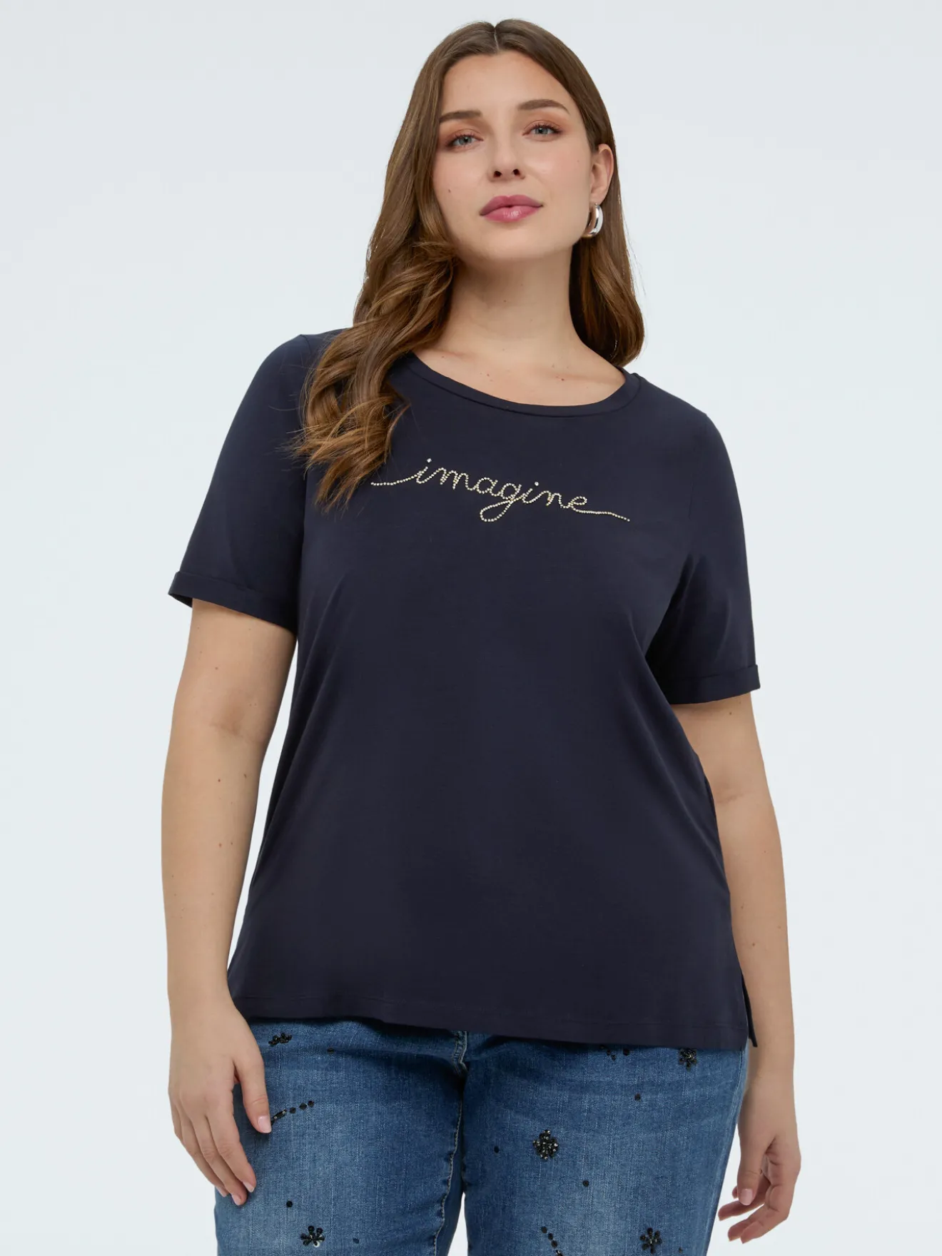 T-shirt in cotone con scritta crystal