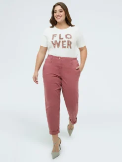 T-shirt in cotone con scritta Flower