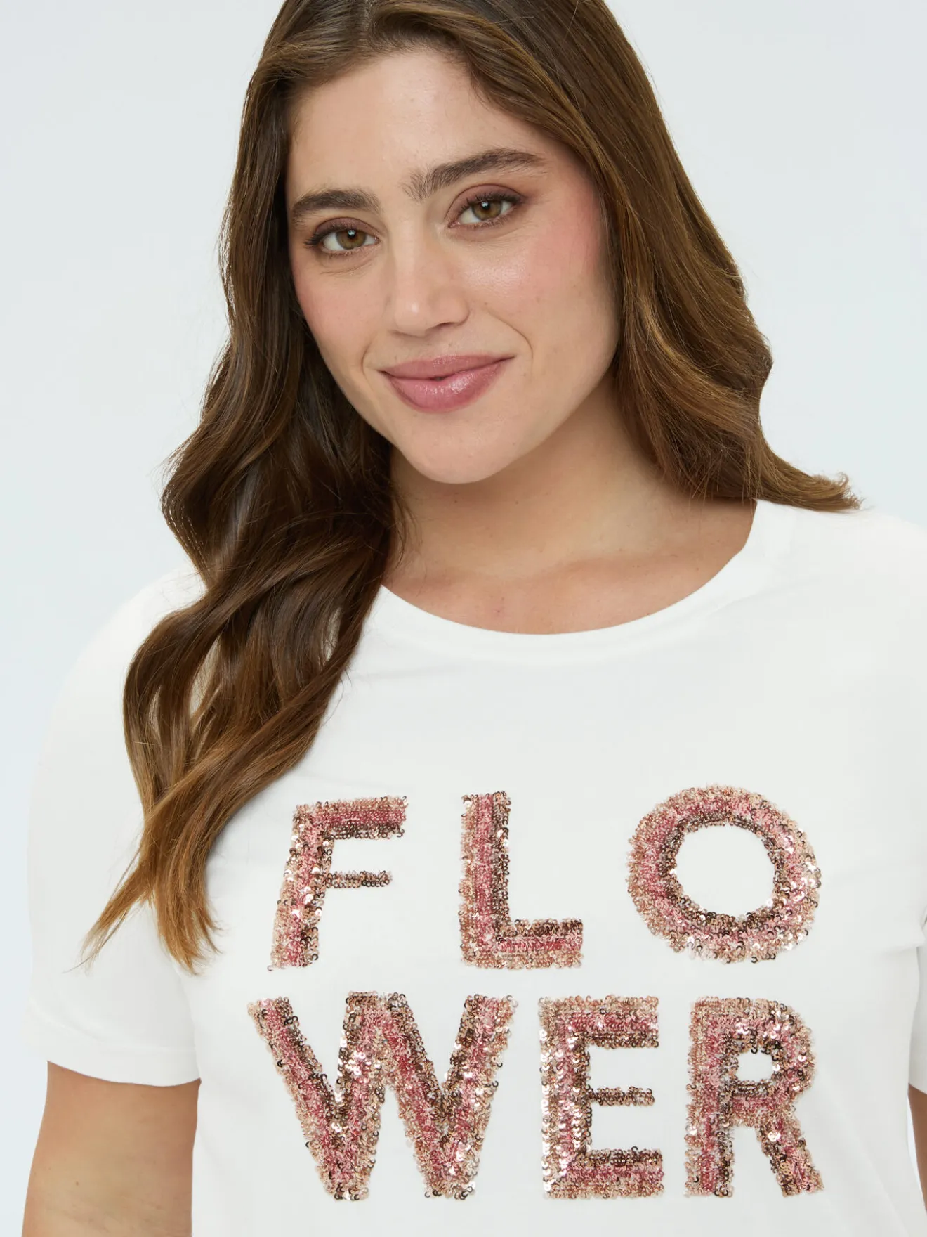 T-shirt in cotone con scritta Flower