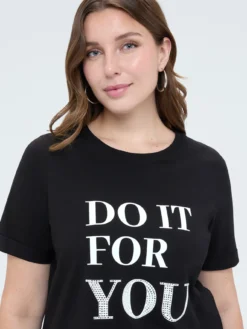 T-shirt in cotone con scritta motivazionale