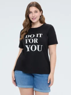 T-shirt in cotone con scritta motivazionale