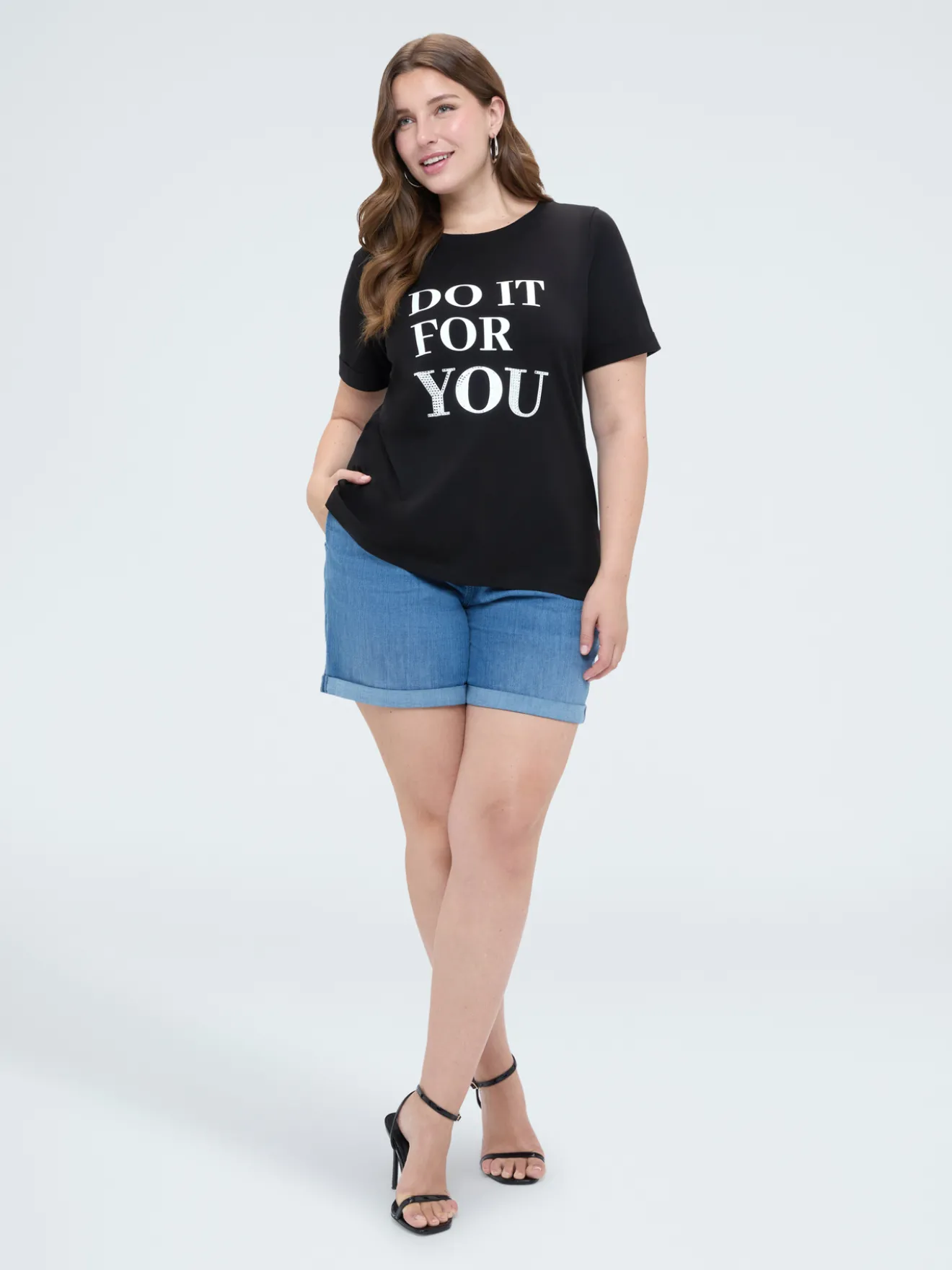 T-shirt in cotone con scritta motivazionale