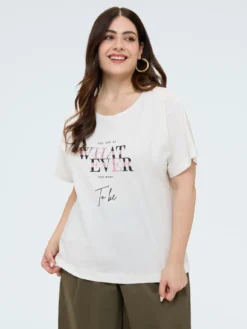 T-shirt in cotone con scritta motivazionale