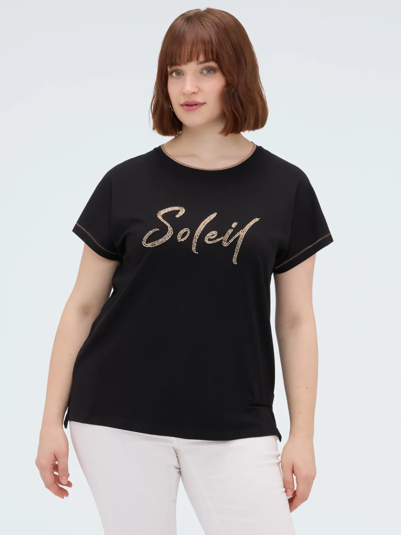 T-shirt in cotone con scritta Soleil