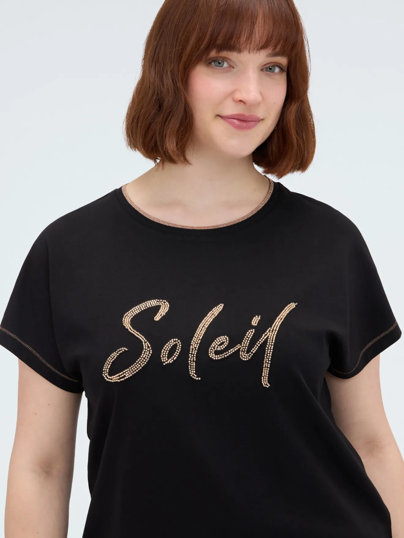 T-shirt in cotone con scritta Soleil