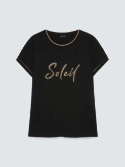T-shirt in cotone con scritta Soleil