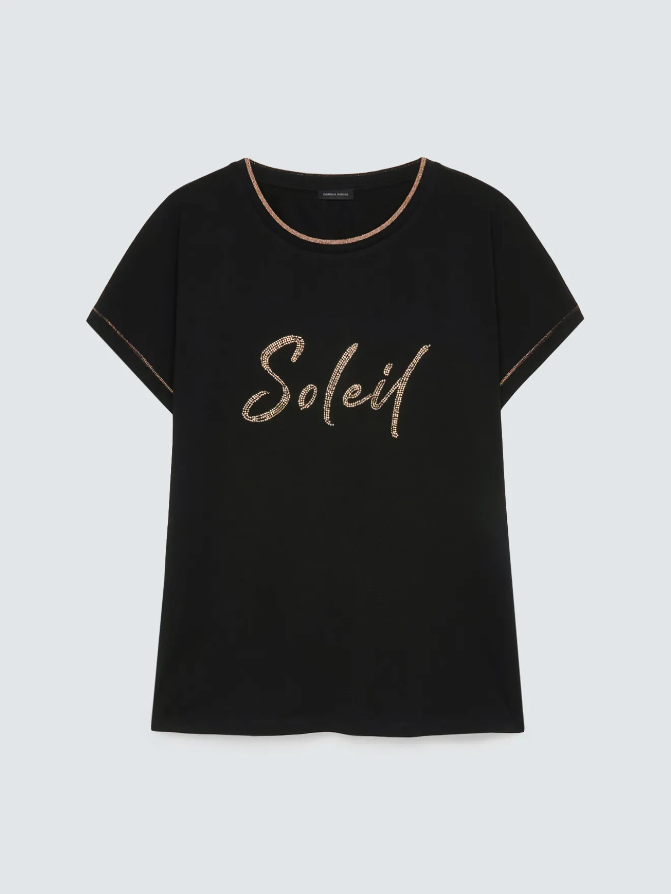 T-shirt in cotone con scritta Soleil