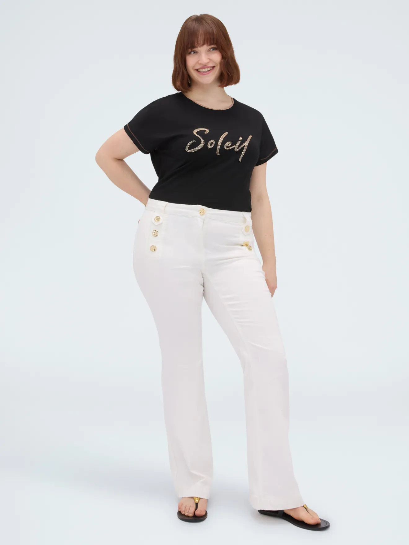 T-shirt in cotone con scritta Soleil