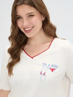 T-shirt in cotone con stampa e lettering