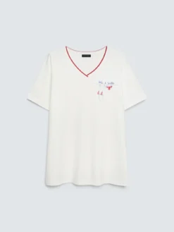 T-shirt in cotone con stampa e lettering