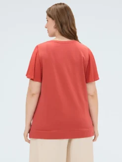 T-shirt in cotone con stampa e paillettes