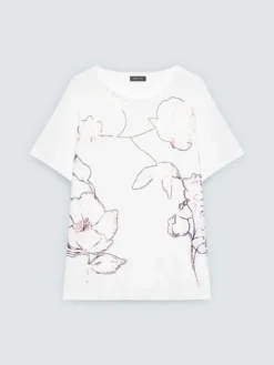 T-shirt in cotone con stampa floreale