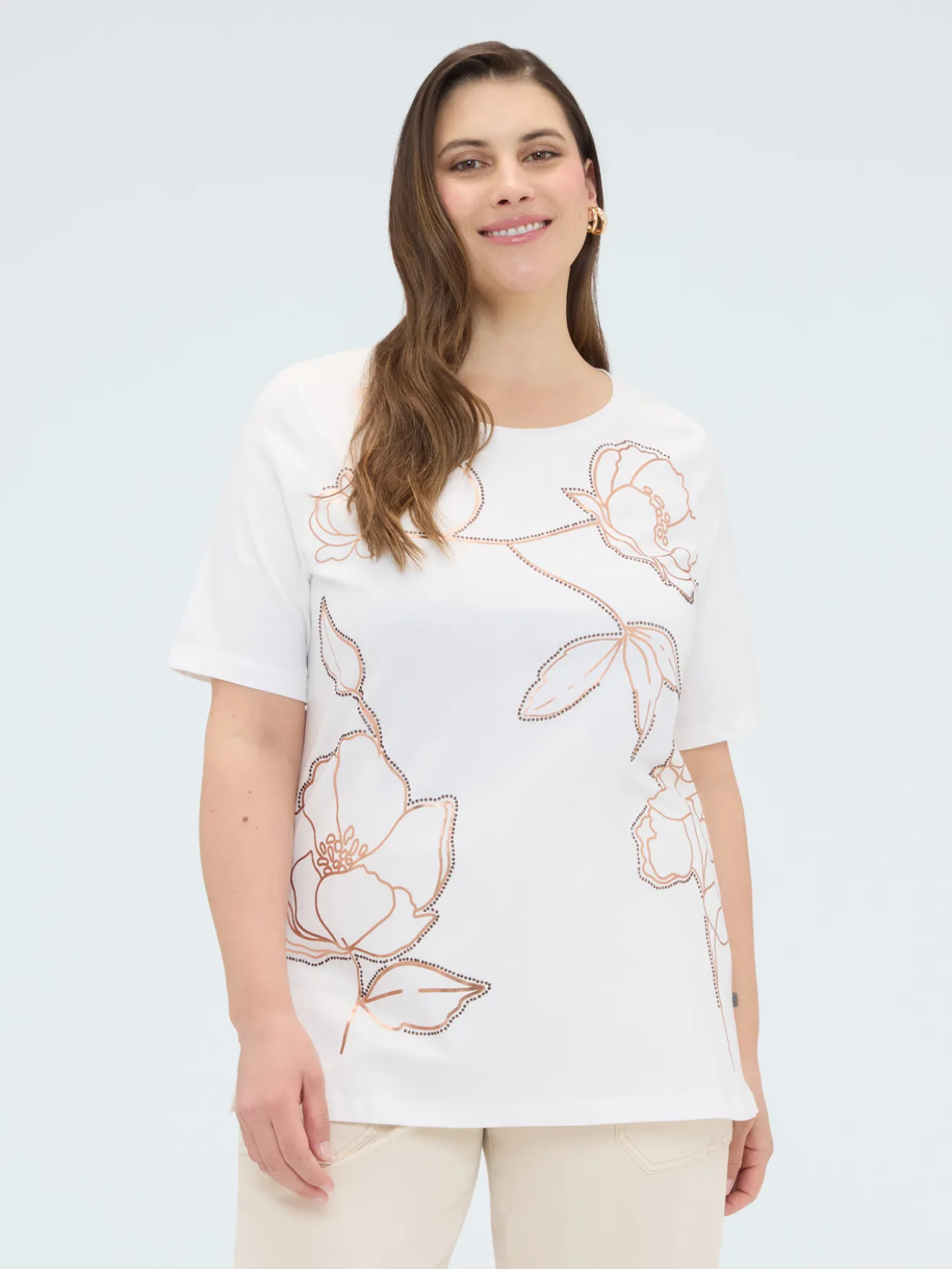 T-shirt in cotone con stampa floreale