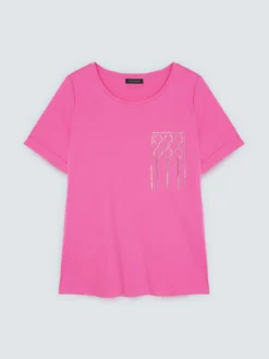 T-shirt in cotone con taschino decorato