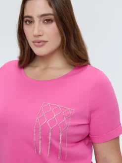 T-shirt in cotone con taschino decorato