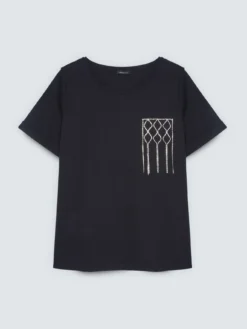 T-shirt in cotone con taschino decorato