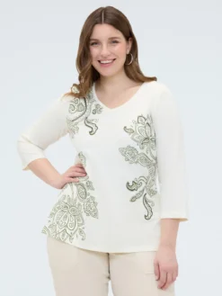 T-shirt in cotone stampa paisley