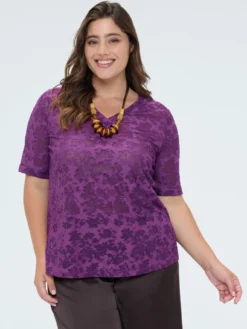 T-shirt in jacquard con stampa
