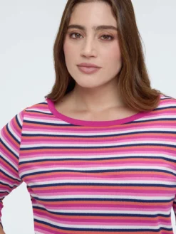 T-shirt in jersey a righe multicolor