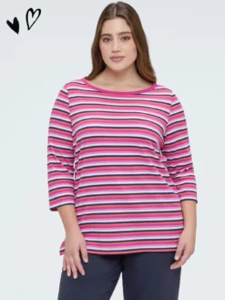 T-shirt in jersey a righe multicolor