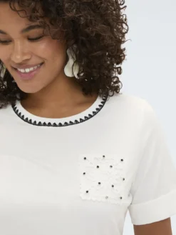 T-shirt in jersey con dettaglio uncinetto